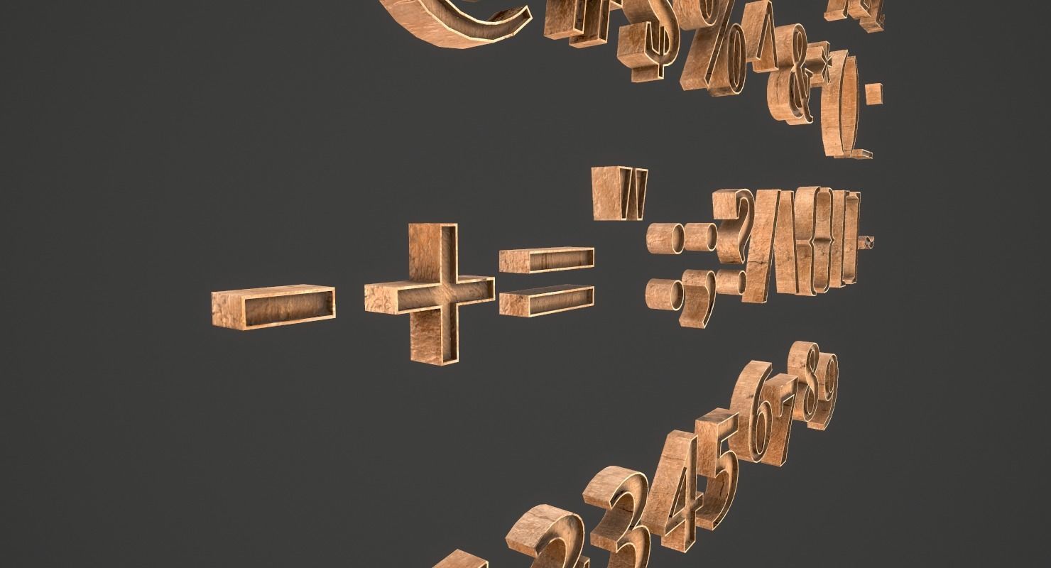 English Letters - Wood Low-poly 3D model_8