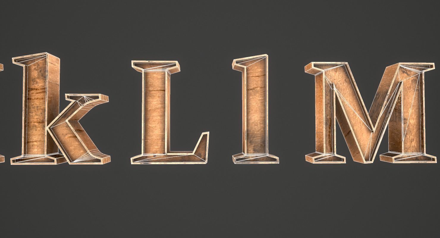 English Letters - Wood Low-poly 3D model_24