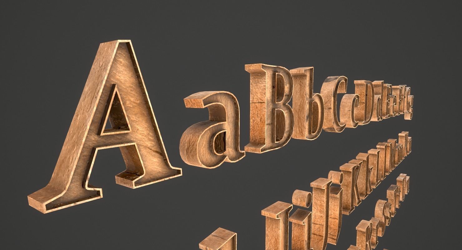 English Letters - Wood Low-poly 3D model_3