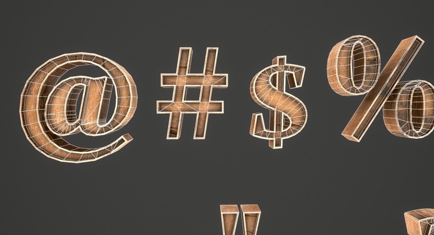 English Letters - Wood Low-poly 3D model_26