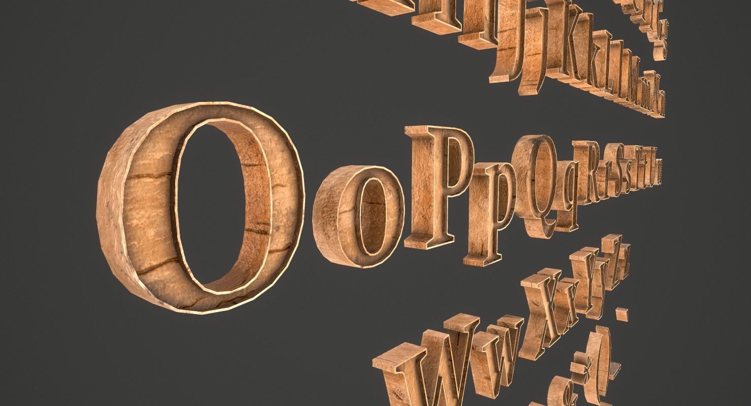 English Letters - Wood Low-poly 3D model_5