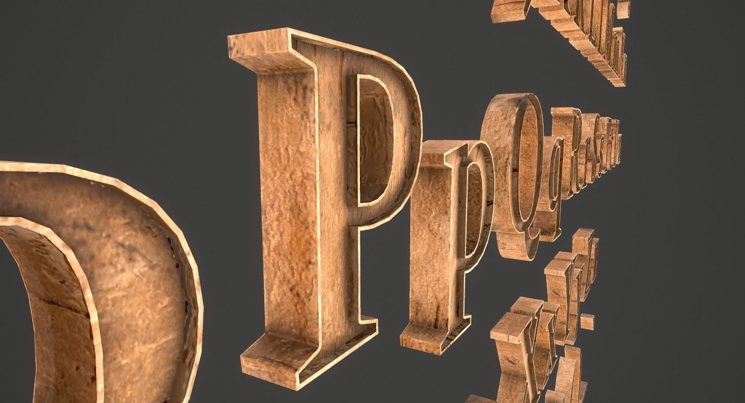 English Letters - Wood Low-poly 3D model_20