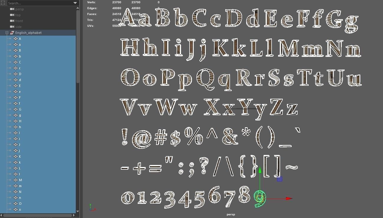 English Letters - Wood Low-poly 3D model_29