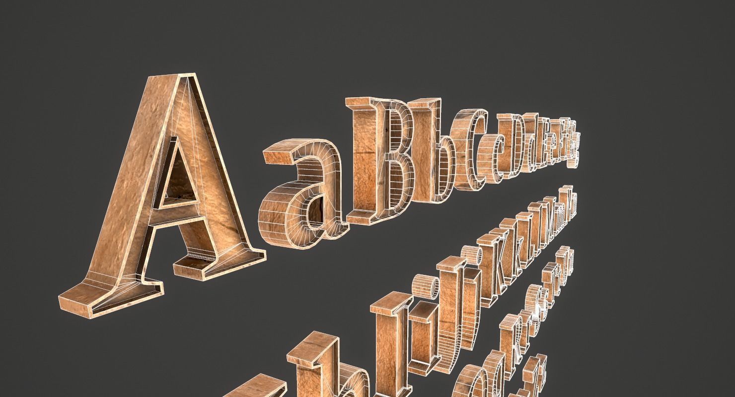 English Letters - Wood Low-poly 3D model_23