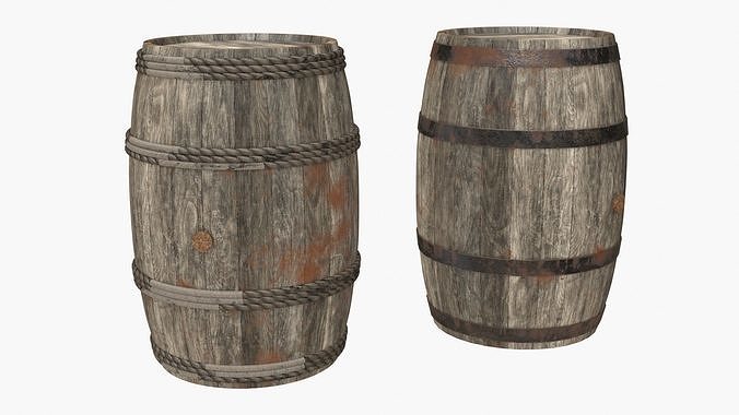 Wooden Barrels Assets 4 Low-poly 3D model