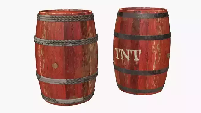 Wooden Barrels Assets 1 Low-poly 3D model