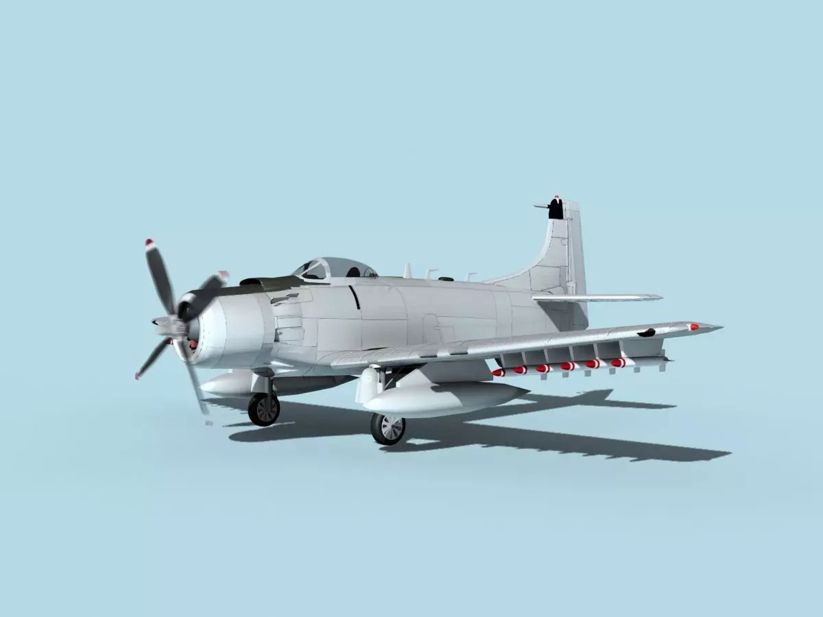 Douglas A-1H Skyraider Bare Metal 3D model