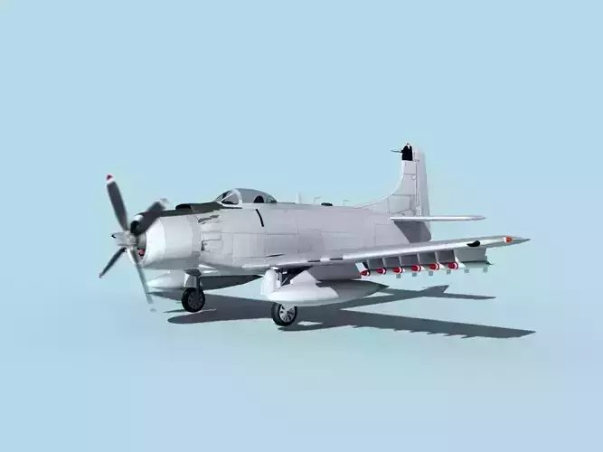 Douglas A-1H Skyraider  Bare Metal 3D model