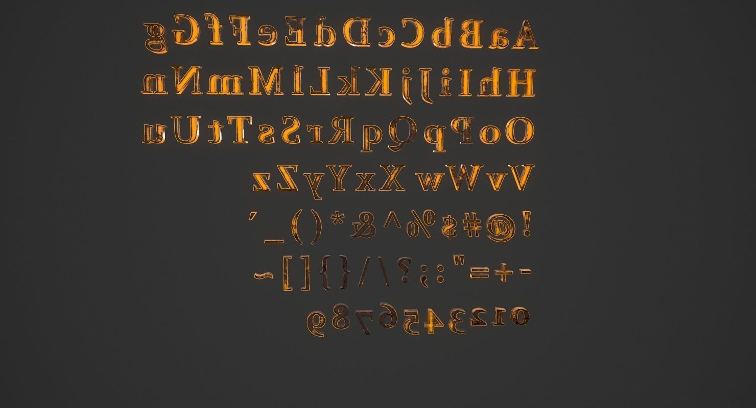 English Letters - Dirty Metal Low-poly 3D model_15