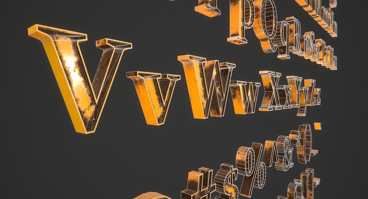 English Letters - Dirty Metal Low-poly 3D model_24