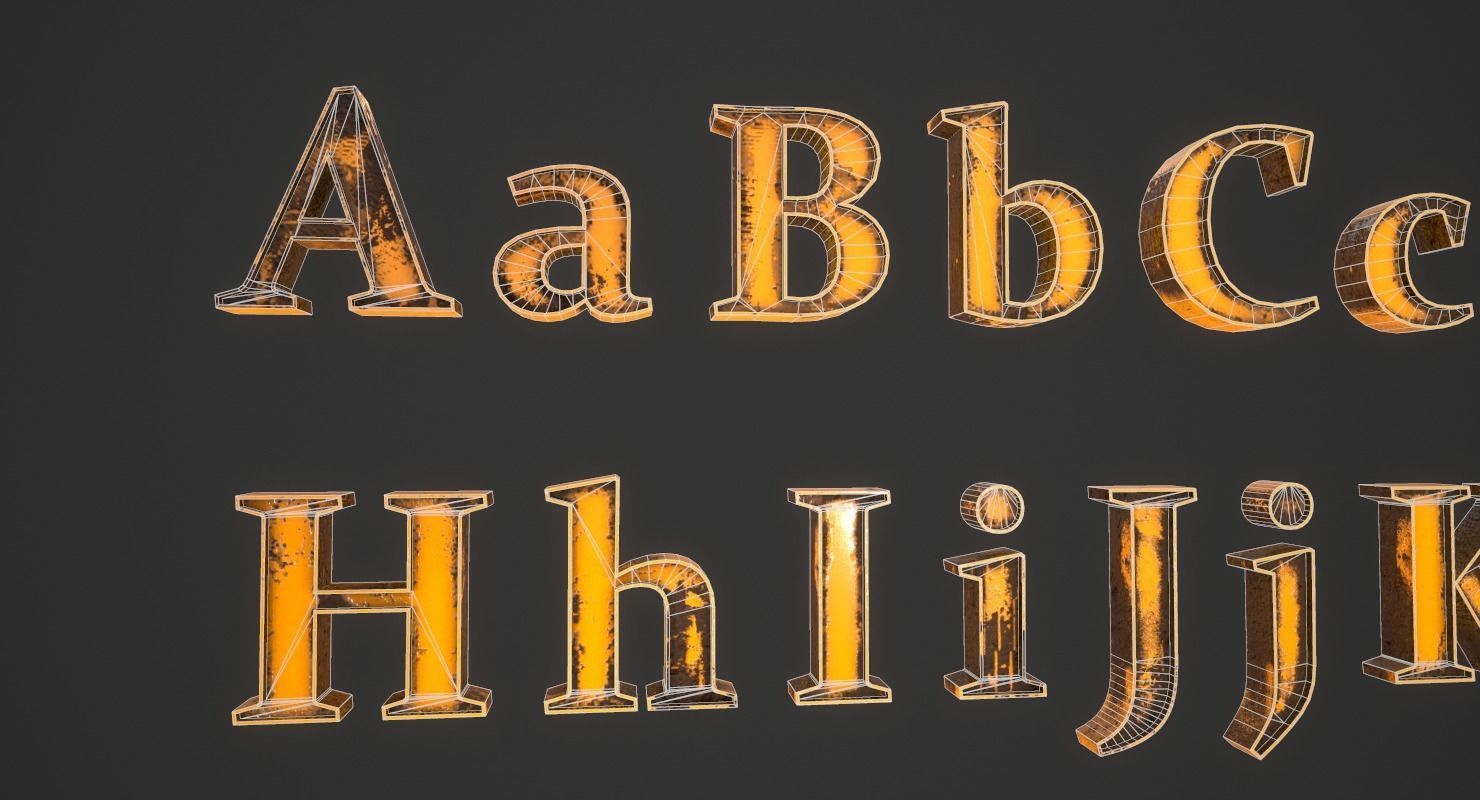 English Letters - Dirty Metal Low-poly 3D model_18