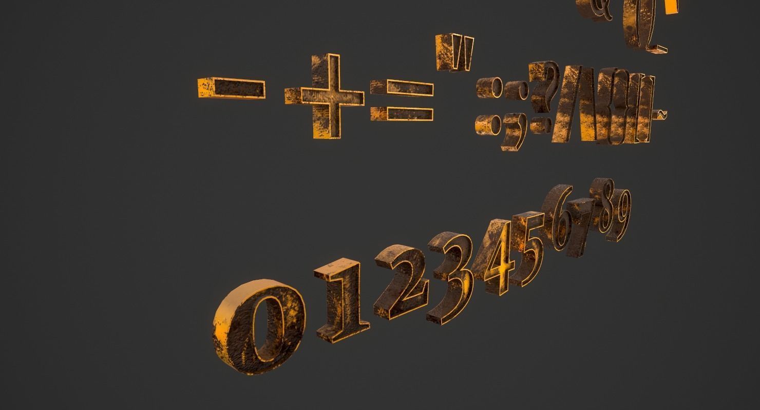 English Letters - Dirty Metal Low-poly 3D model_4