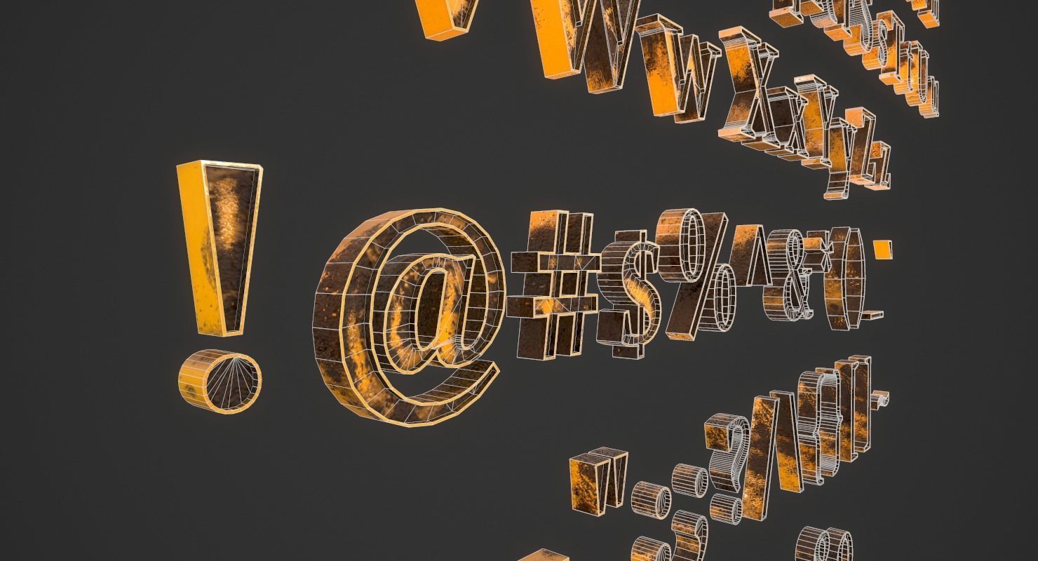 English Letters - Dirty Metal Low-poly 3D model_21