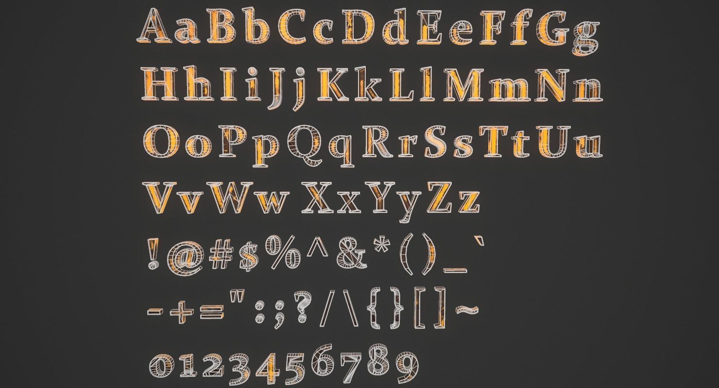 English Letters - Dirty Metal Low-poly 3D model_23