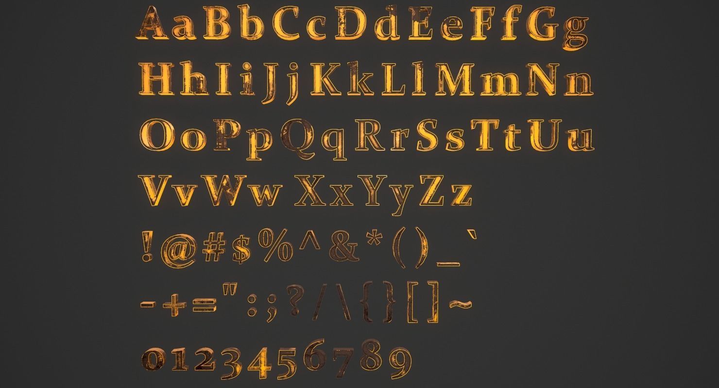 English Letters - Dirty Metal Low-poly 3D model_2