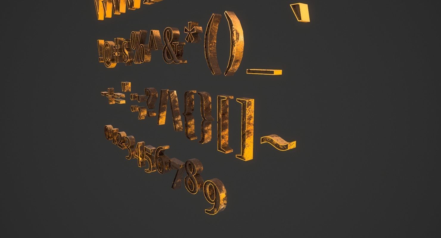 English Letters - Dirty Metal Low-poly 3D model_6