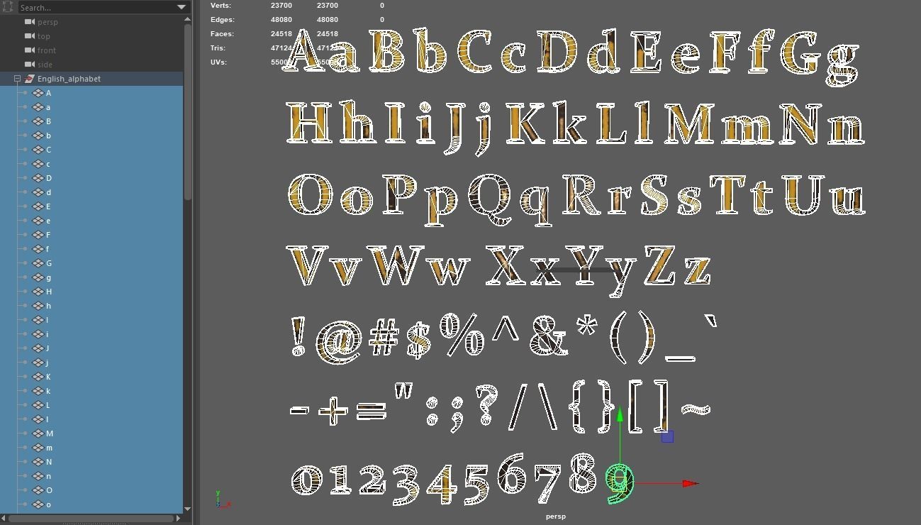 English Letters - Dirty Metal Low-poly 3D model_26