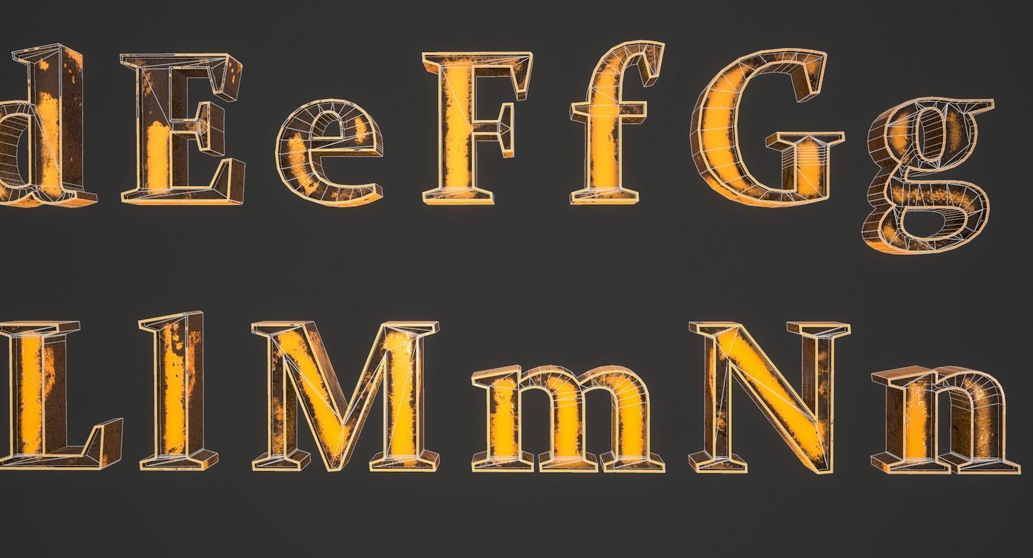 English Letters - Dirty Metal Low-poly 3D model_20