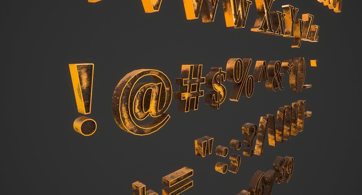 English Letters - Dirty Metal Low-poly 3D model_9