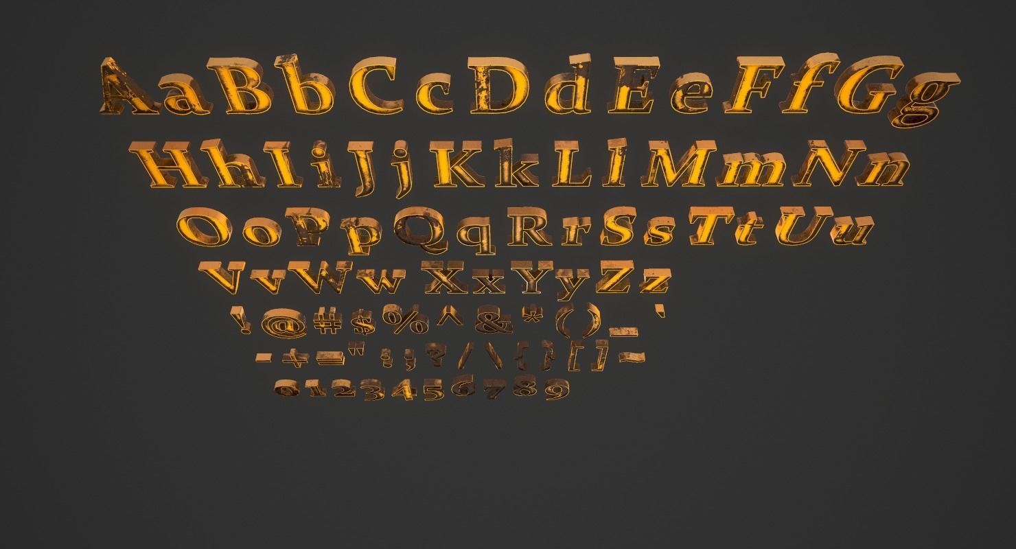 English Letters - Dirty Metal Low-poly 3D model_12