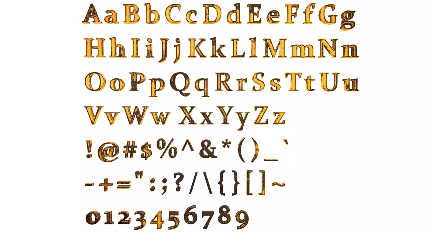 English Letters - Dirty Metal Low-poly 3D model_0