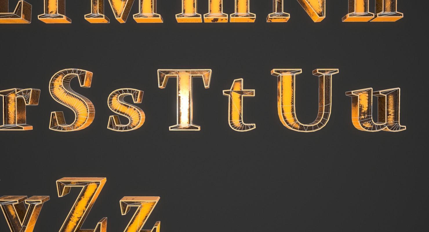 English Letters - Dirty Metal Low-poly 3D model_22