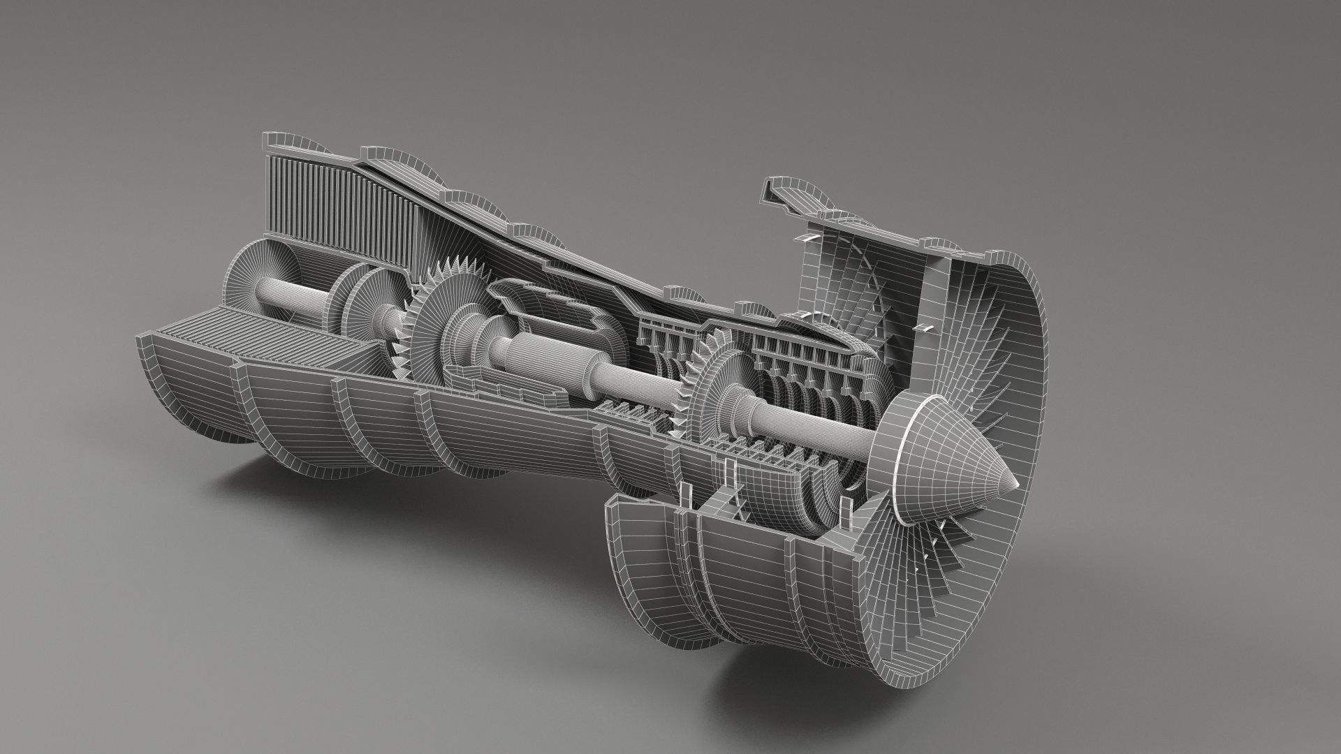 Aircraft Turbine Cutaway 3D model_3