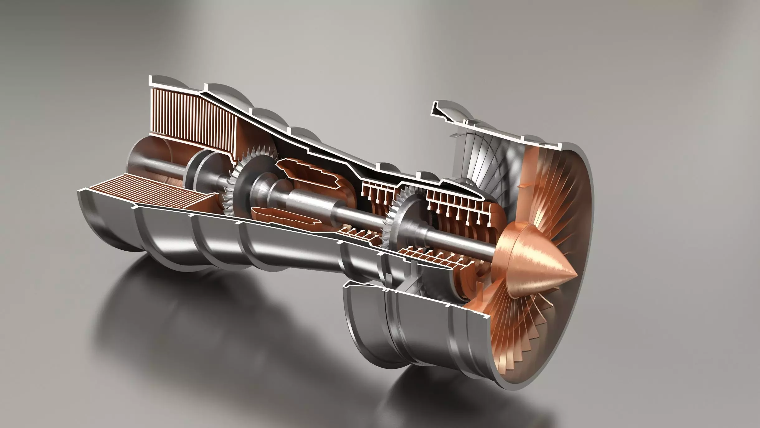 Aircraft Turbine Cutaway 3D model_0