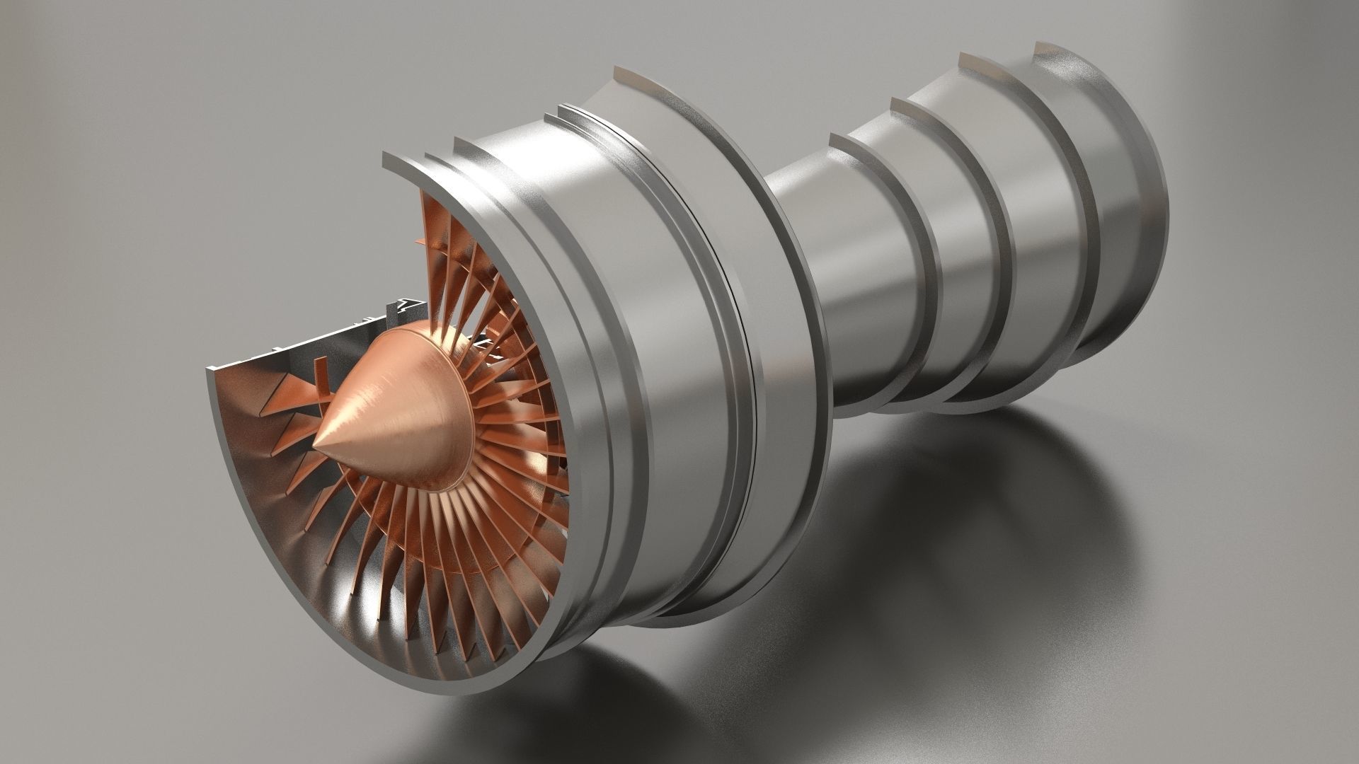 Aircraft Turbine Cutaway 3D model_2