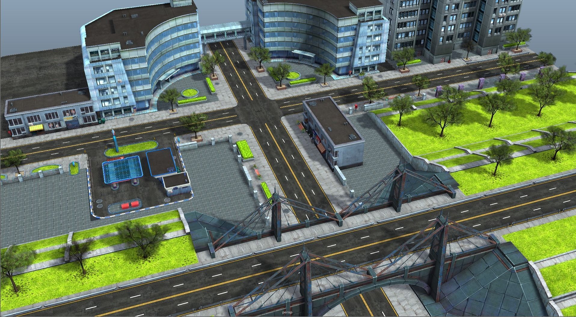 City Buildings and Props Pack - low poly Low-poly 3D model_3