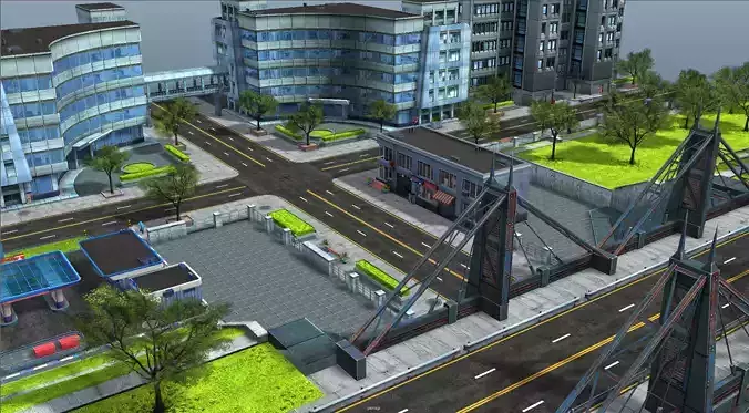 City Buildings and Props Pack - low poly Low-poly 3D model