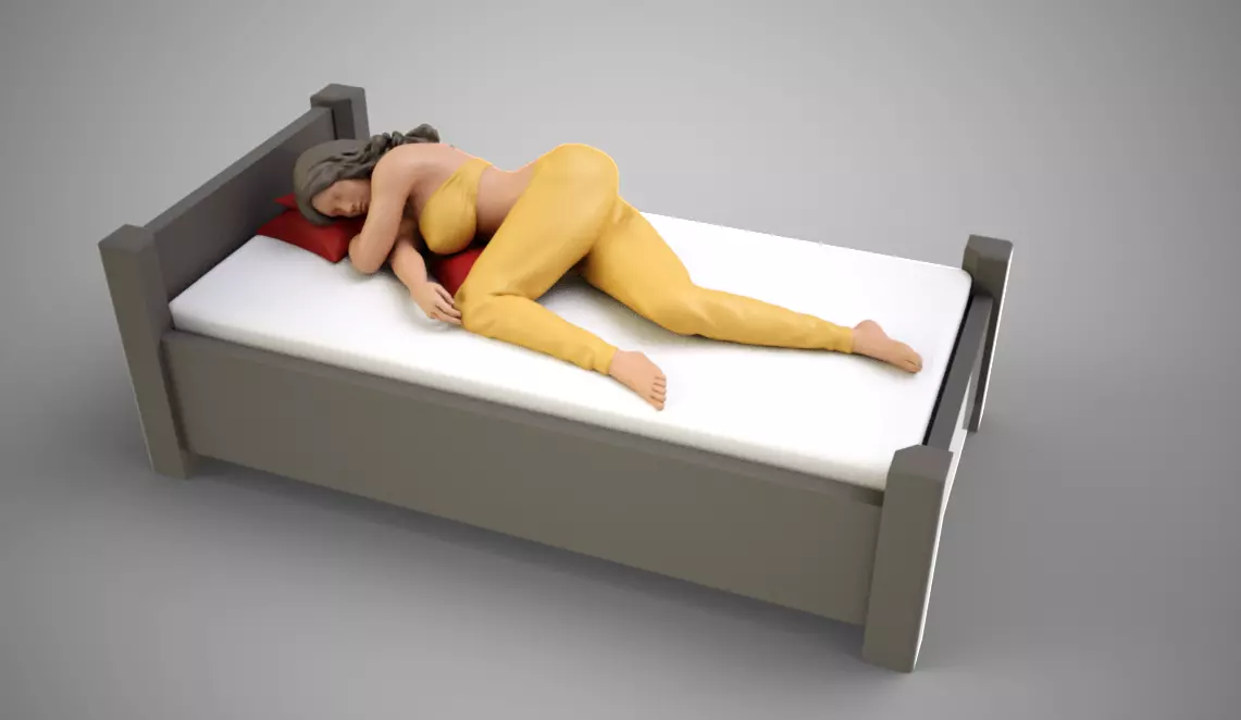 Girl Sleeping in Bed 3D print model
