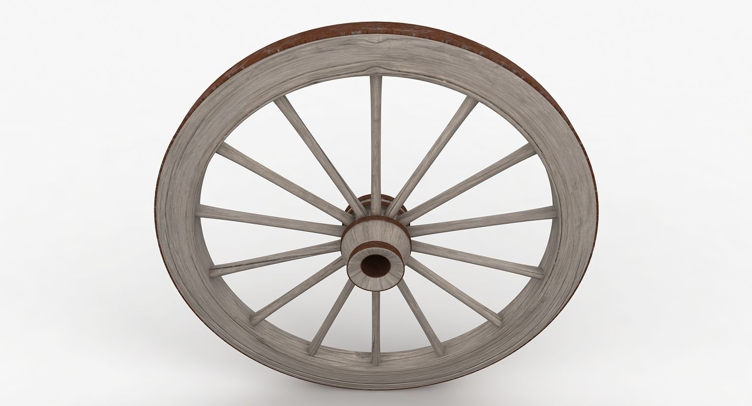 Old Wagon Wheel Low-poly 3D model_8