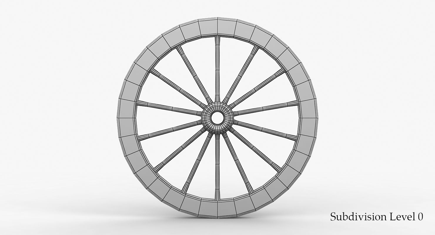 Old Wagon Wheel Low-poly 3D model_23