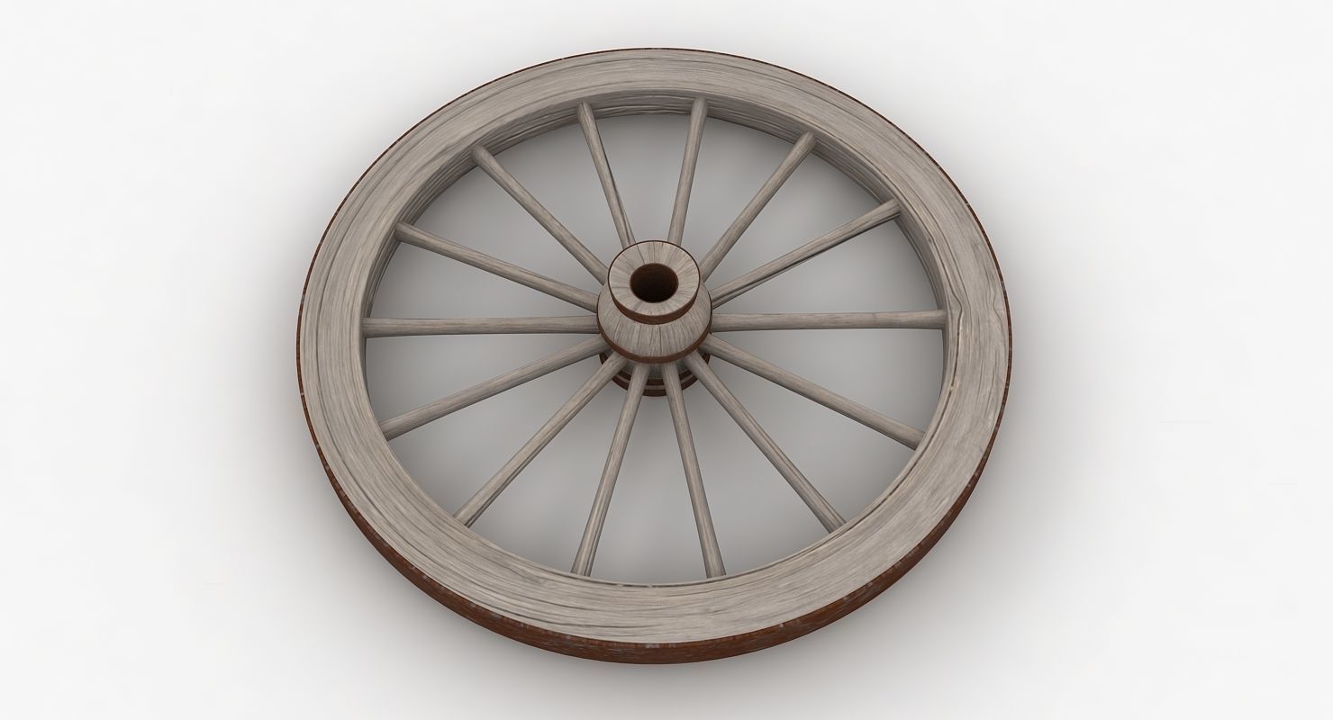Old Wagon Wheel Low-poly 3D model_11