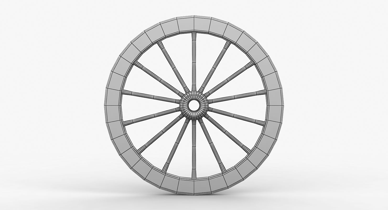 Old Wagon Wheel Low-poly 3D model_16