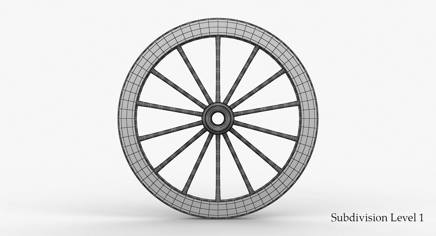Old Wagon Wheel Low-poly 3D model_24