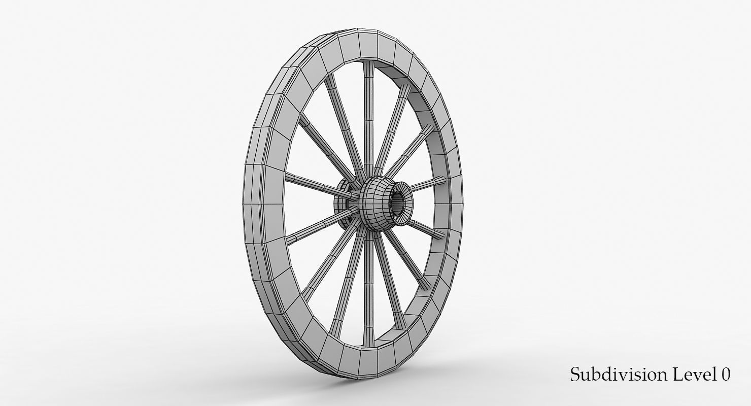 Old Wagon Wheel Low-poly 3D model_17