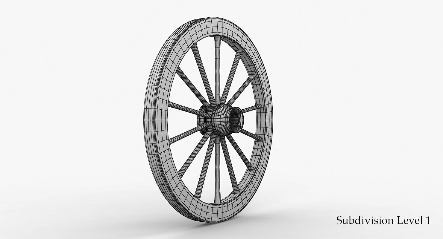 Old Wagon Wheel Low-poly 3D model_18