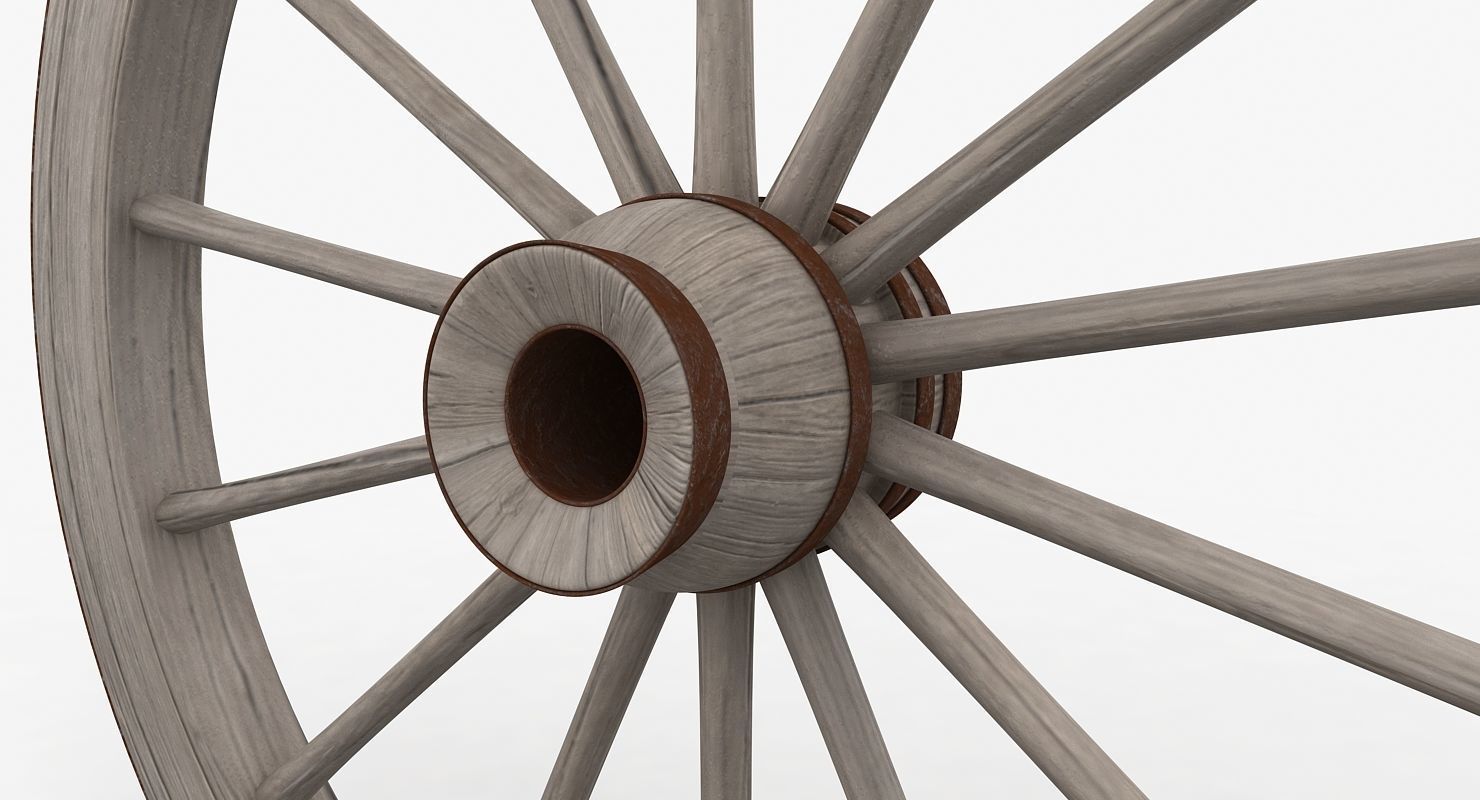 Old Wagon Wheel Low-poly 3D model_4
