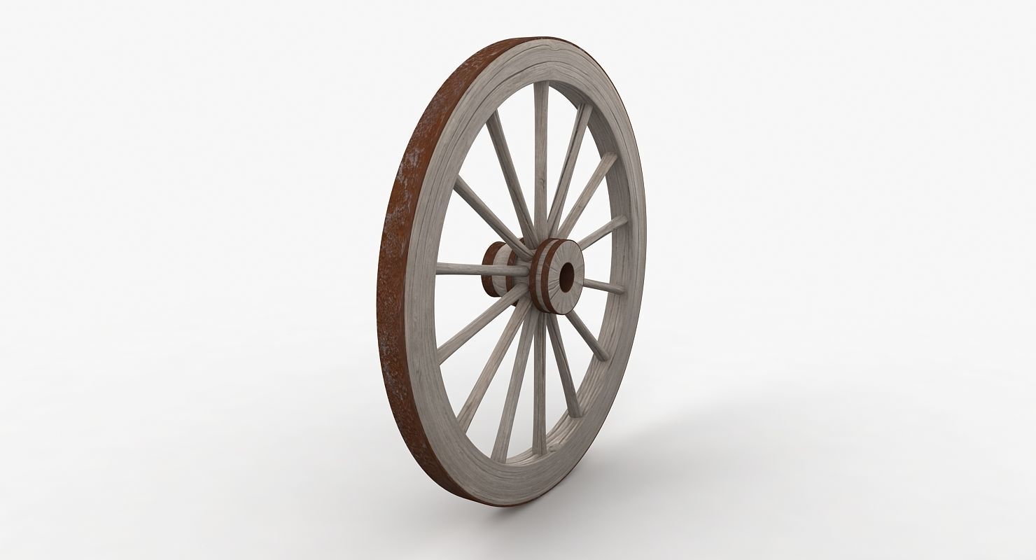Old Wagon Wheel Low-poly 3D model_5
