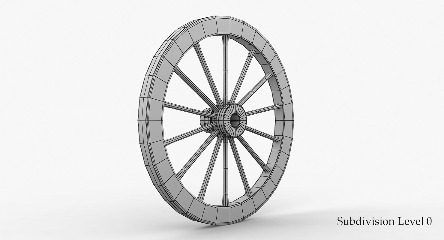 Old Wagon Wheel Low-poly 3D model_21