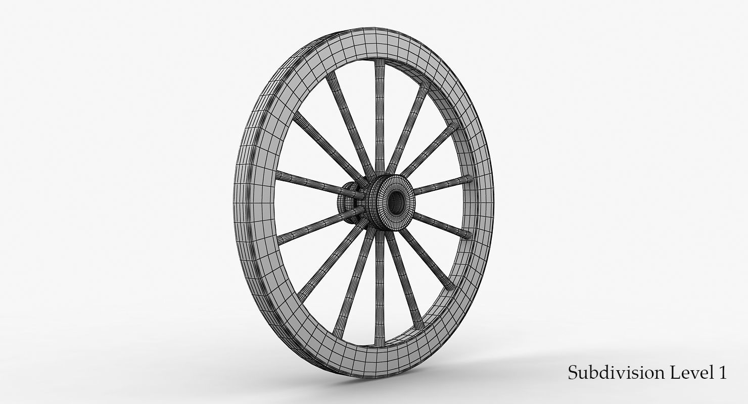Old Wagon Wheel Low-poly 3D model_22