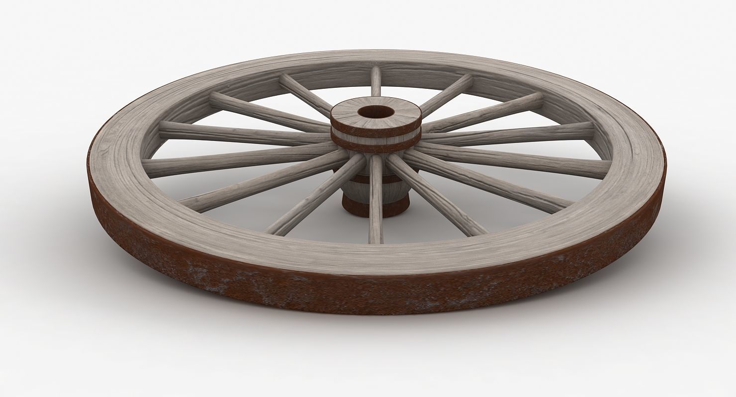 Old Wagon Wheel Low-poly 3D model_13