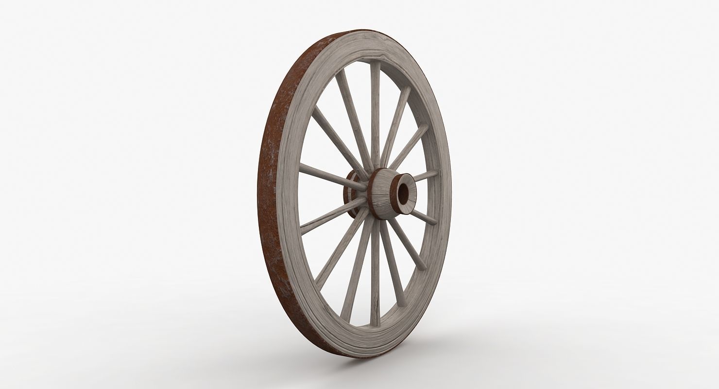 Old Wagon Wheel Low-poly 3D model_1