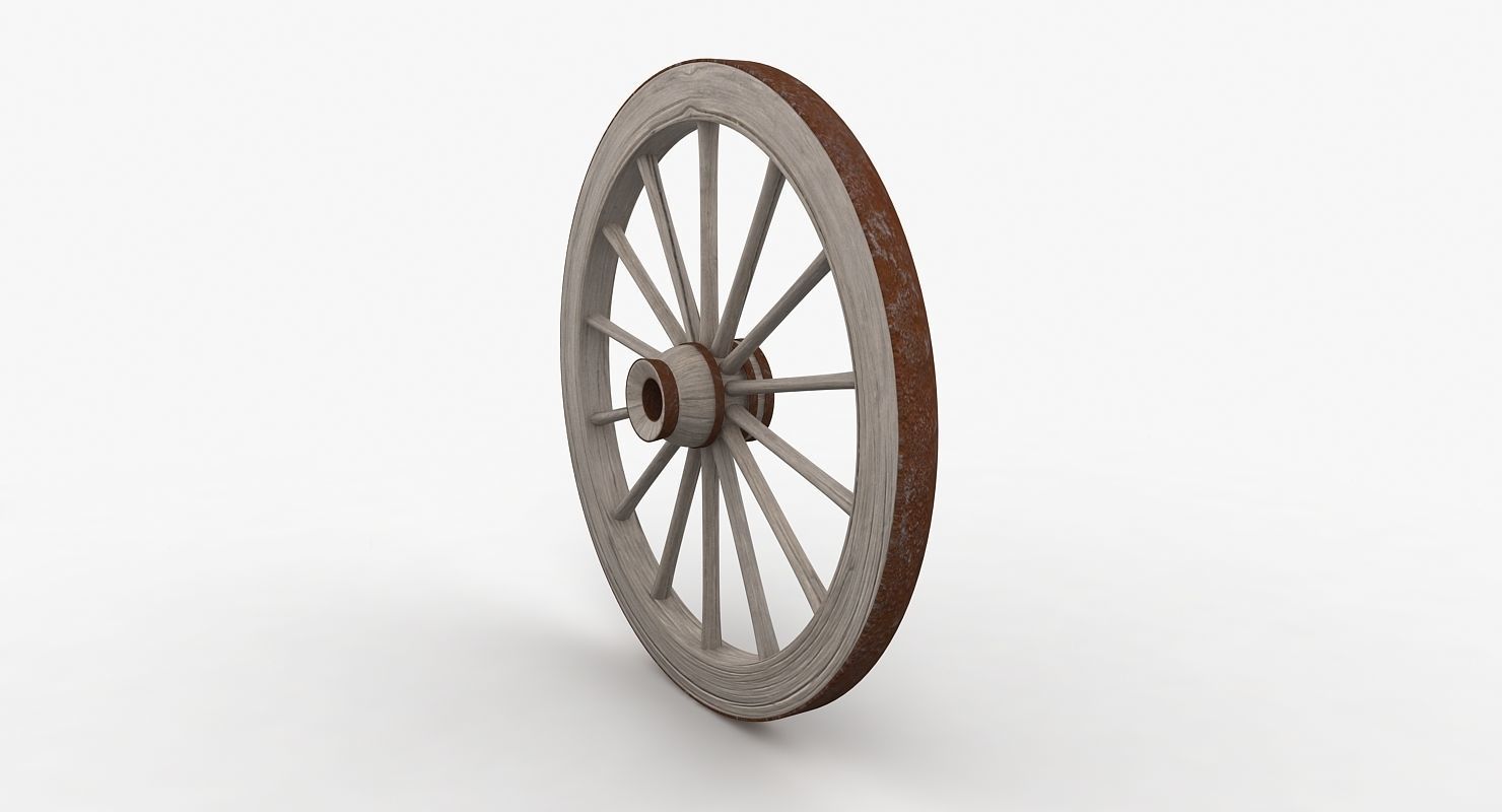 Old Wagon Wheel Low-poly 3D model_3
