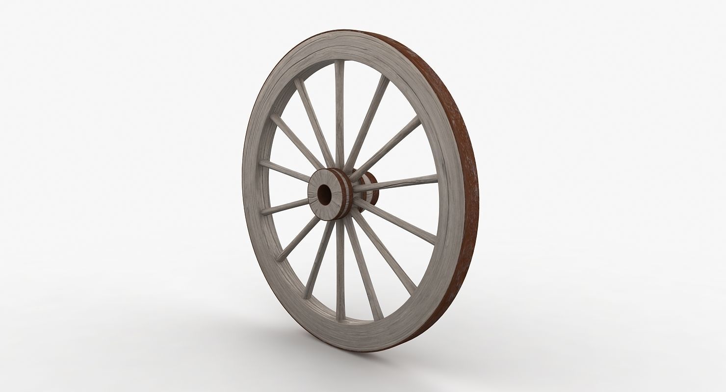 Old Wagon Wheel Low-poly 3D model_6