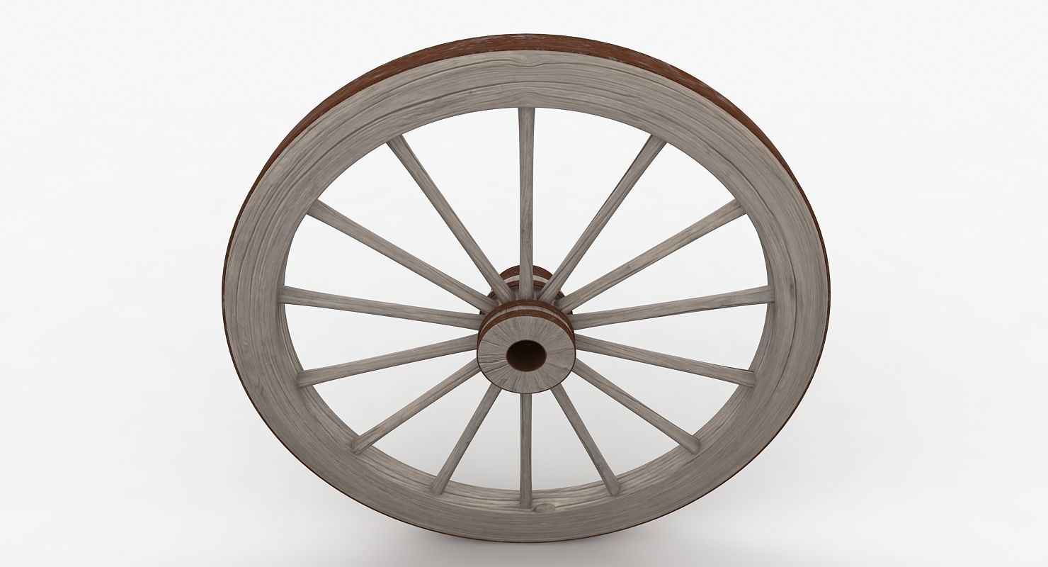 Old Wagon Wheel Low-poly 3D model_9