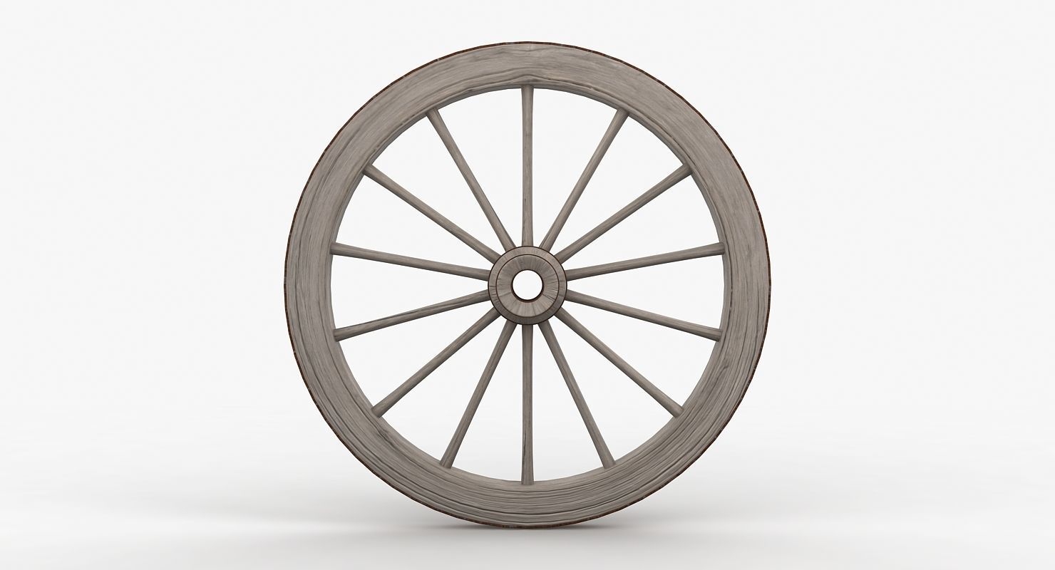 Old Wagon Wheel Low-poly 3D model_2