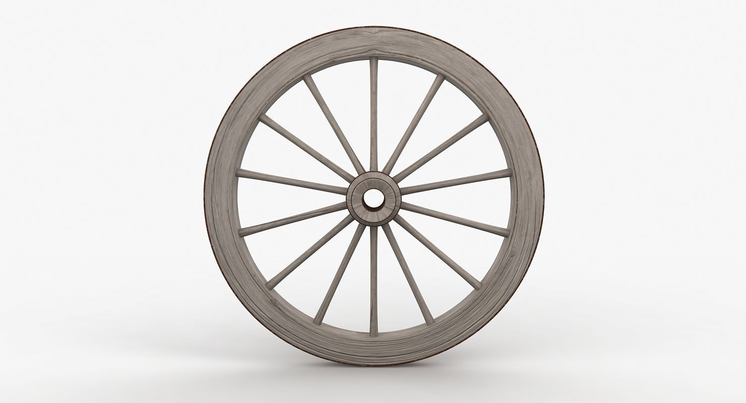 Old Wagon Wheel Low-poly 3D model_15